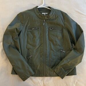 Fashion Nova Dark Green Leather Jacket